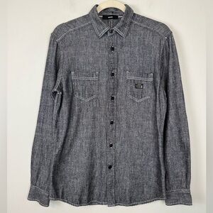 DIESEL Gray RR55 Men's Button Up Long Sleeve Shirt Size S Small